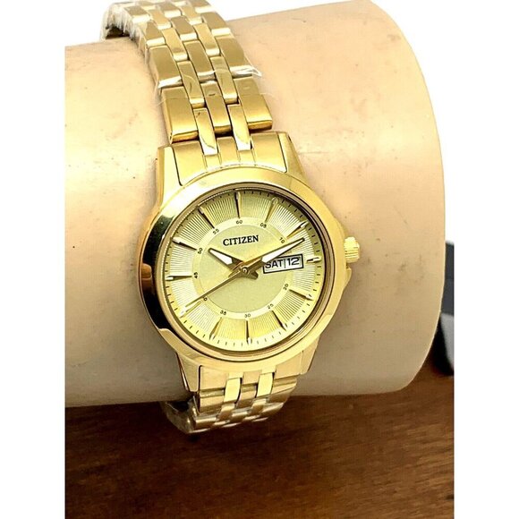 Citizen Women's Watch EQ0603-59P Quartz Gold Dial Day Date Steel Petite 28mm - Picture 11 of 14